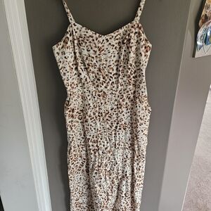 Old Navy Cream Slip Midi Dress Spaghetti Strap